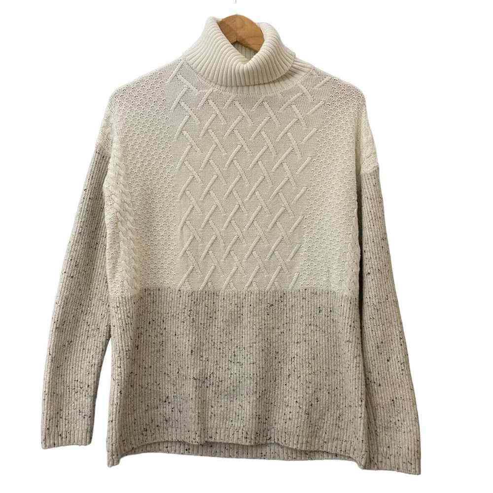 BELLIDINI WOMENS TURTLENECK SWEATER COLORBLOCK CREAM LONG SLEEVE PULLOVER SZ M
